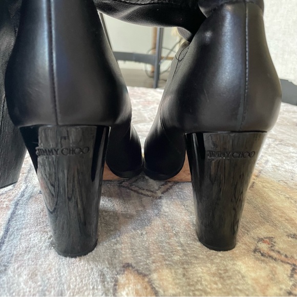 Jimmy Choo Music Stretch-Shaft Mid-Calf Boot in Black Leather Women’s Size EU 39 - Picture 5 of 15